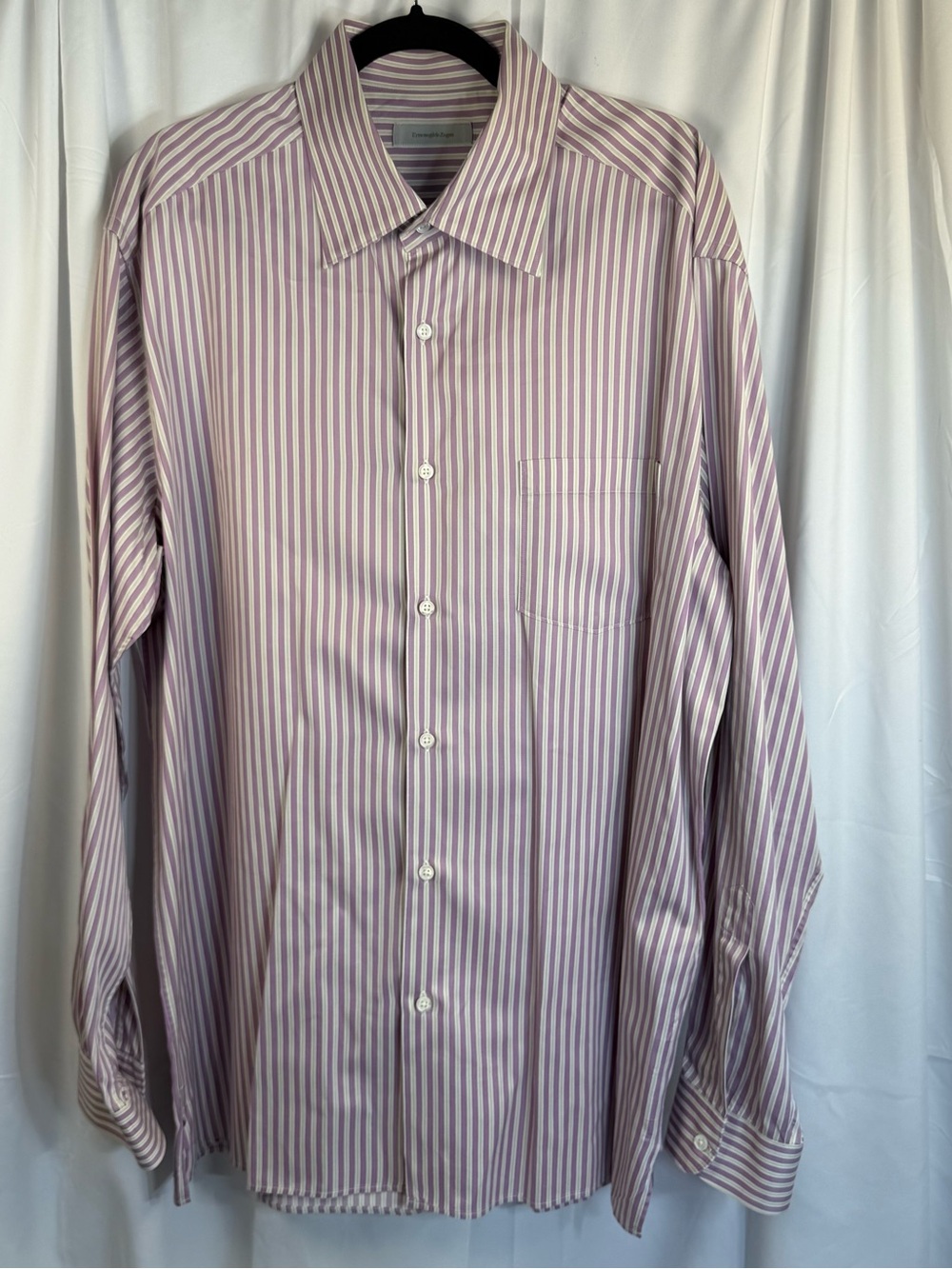 Ermenegildo Zegna Men’s XXL Purple Striped Long Sleeve Dress Shirt